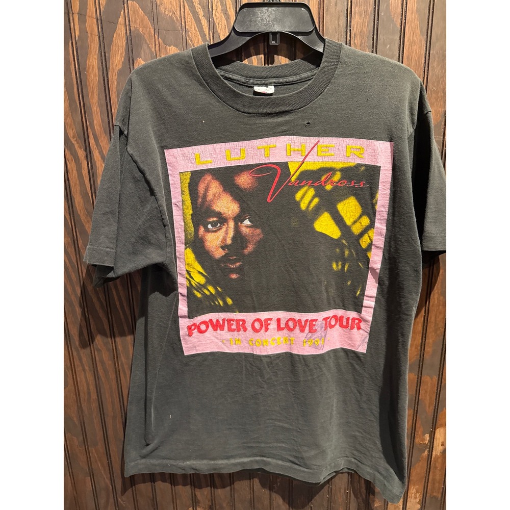 Vintage 1991 Luther Vandross Power of Love Tour Shirt XL Faded Black R&B Concert